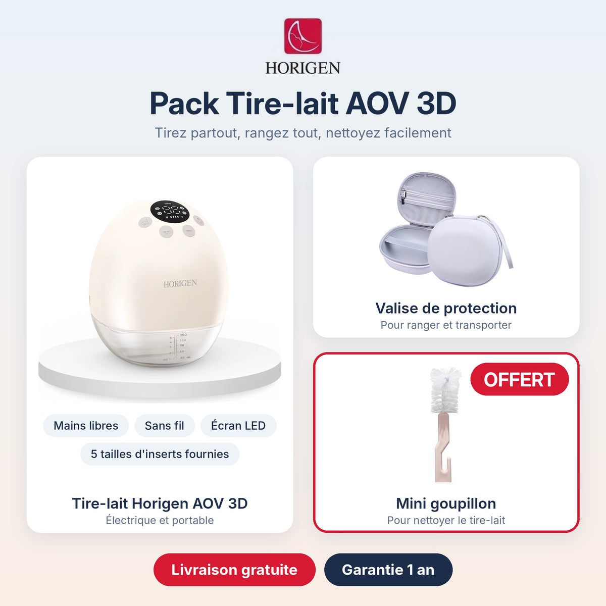 Pack Tire-lait Horigen AOV 3D + Valise de protection + Goupillon offert